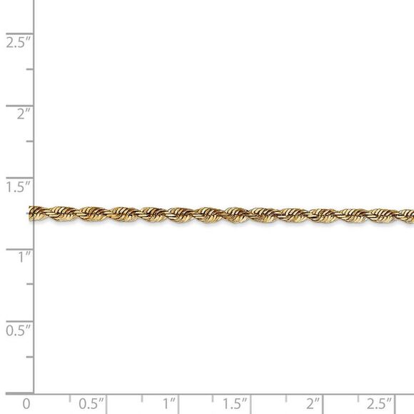 2.75mm, 14k Yellow Gold Light Diamond Cut Rope Chain Bracelet, 7 Inch - Picture 4 of 6